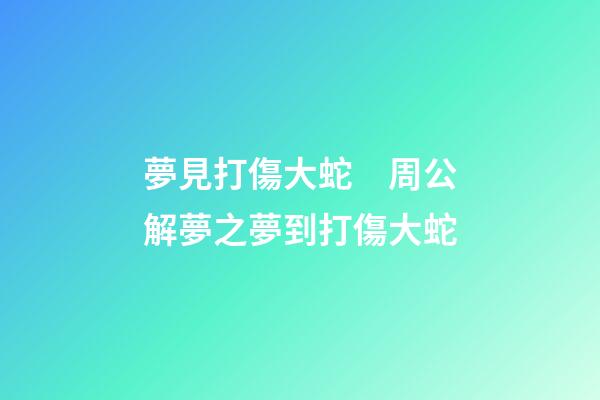 夢見打傷大蛇　周公解夢之夢到打傷大蛇